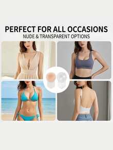 Silicone Adhesive Invisible Push-Up Bra, With Strong Adhesion And Anti-Slip Properties. Strapless Design Perfect For Matching Dresses, Swimsuits And Bikinis. New Style With Straps Invisible Silicone Push-Up Bra. - Apricot - View 5