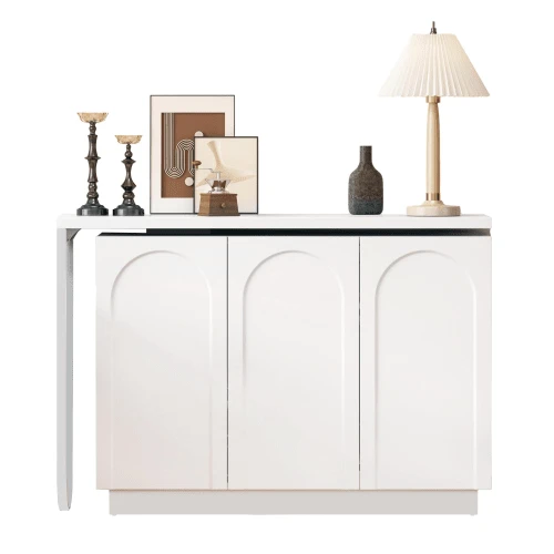 Desk, L-Shaped Rotating Corner Computer Desk, Office Desk, Vanity, White 110 Cm - 白色 - 查看 1