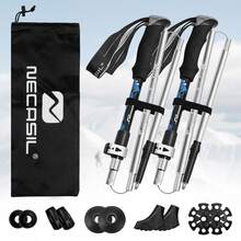 2PCS Foldable Trekking Poles, Aluminum Alloy Hiking Walking Sticks With Metal External Lock, Lightweight Adjustable Trail Poles For Camping Backpacking Outdoor Travel - Multicolor - View 10
