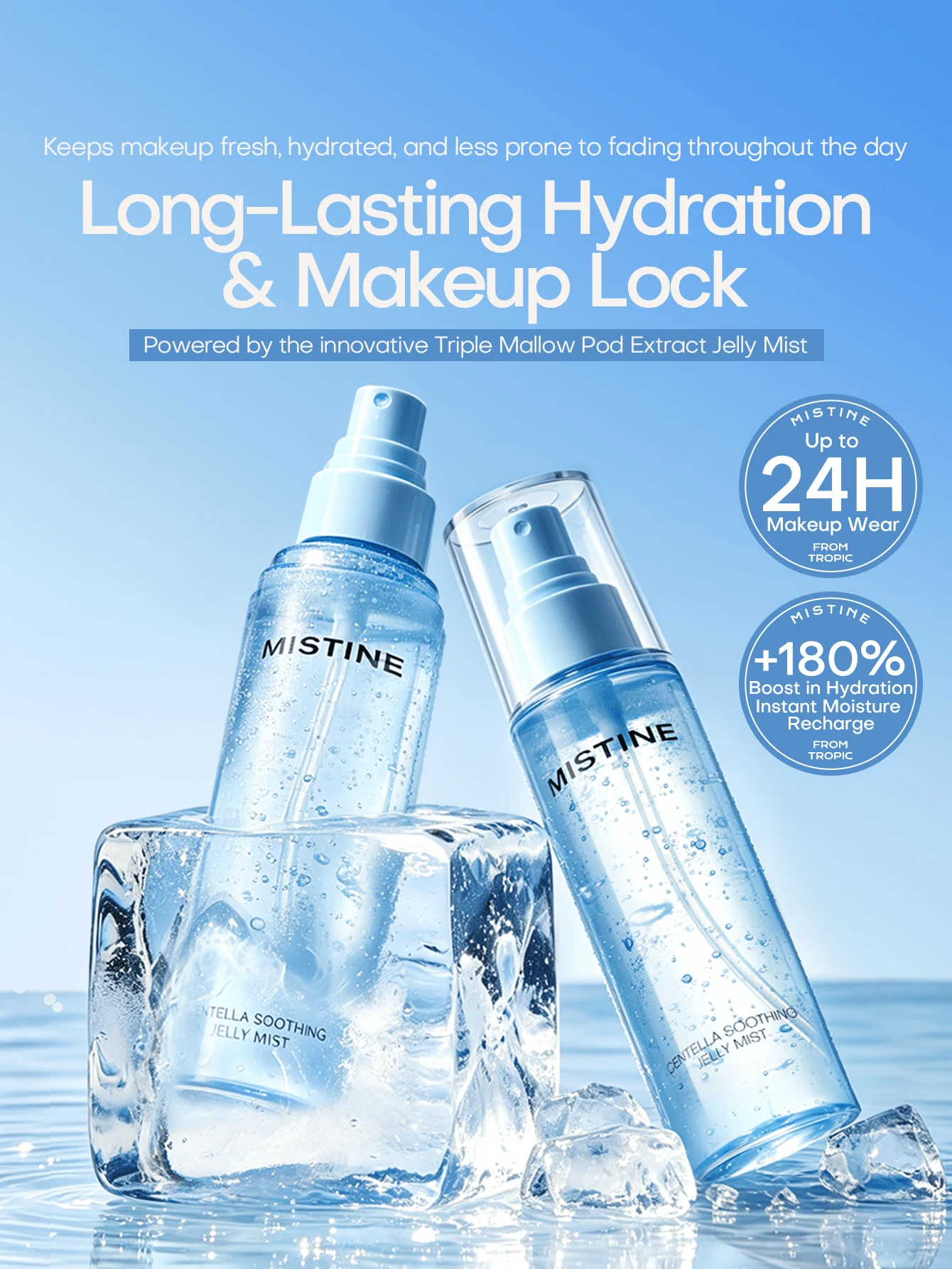 Mistine Centella Soothing Jelly Mist Pelembap & Penghidrasi Tahan Lama Pengunci Makeup 100ml - 100ml - View 1