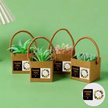 10/25/Pcs Succulent Packaging Bags Gift Boxes,Mini Square Kraft Paper Baskets With Handles, Suitable For Plants, Candies, Weddings, Bridal Showers, Parties And Other Events As Guest Favors.Packaging Bags. 50pcs(25 Bags +25 Ropes) - Multicolor - View 8