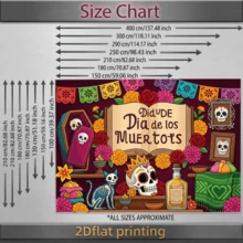 1pc 2D Flat Banner Day Of The Dead Themed Vintage Decorative Backdrop, Suitable For Mexican Festival Decoration, Home Party Background, Altar Arrangement, Photography Backdrop Wall, Indoor And Outdoor Holiday Atmosphere Creation, Polyester Material, Day Of The Dead Decoration, Halloween Decoration Supplies - A - View 9