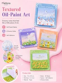 2PCS Selectable Oil Painting Landscape Self-Adhesive Sticky Notes, 30 Sheets Per Pad Removable Scenery Memo Paper For Household Office Document Marking & Daily Journal Annotation - Multiple Styles - View 4