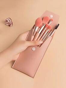 Juego de 8 piezas de brochas de maquillaje con estuche de almacenamiento portátil, brochas profesionales para rubor, iluminador, sombra de ojos, base, corrector, cejas, adecuado para principiantes, color aleatorio.Temporada de vuelta a la escuela(La información de la imagen es solo de referencia. Por favor, consulte) - Multicolor - Ver 11