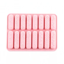 1pc 16-Cavity Different Texture Long Bar Mold, Silicone Chocolate Cookie Mold, Long Bar Candy Baking Mold, Suitable For Making Cheese Sticks, Soft Candy, Chocolate Bars, Crayons, Cupcake Decorations - View 8