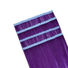 Kercsityn Hot Pink Mini Tape In Hair Extensions Human Hair Invisible Long Diy Hair Extensions Tape Ins Straight Pink Real Hair For Party - Multicolor - View 54