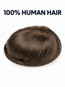 6 Inch Men's Hair Patch, 5x7 Mesh PU Wig Piece, Invisible Edge, Breathable Base, Durable And Secure Fixation, Soft And Easy To Style, Suitable For Hair Loss, Lightweight And Natural, Applicable For Casual, Formal And Outdoor Occasions - S4 - View 4