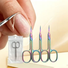 1/3/6件專業小型美容剪刀，適用於修整眉毛、睫毛與乾皮，塗層角質剪，超薄彎曲刀刃，多功能不鏽鋼小剪刀 - 多色 - 查看 7