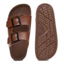 Unisex Adjustable  Sandal, Plain, Casual - 駝色 - 查看 2