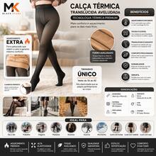 Calça Térmica Translúcida Aveludada Tamanho Único 32x99cm - Preta Inverno Quentinha - Preto - Visão 3