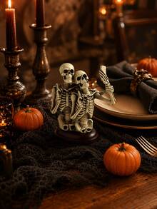Spooky Skeleton Figurine Decor, Halloween Resin Tabletop Statue With Selfie Pose, Cute Gothic Couple Ornament For Fireplace Mantel, Bookshelf, Entryway Table, Halloween Party Centerpiece And Fall Home Decor - Multiple Styles - View 5