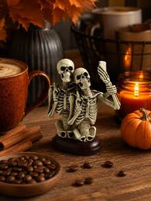 Spooky Skeleton Figurine Decor, Halloween Resin Tabletop Statue With Selfie Pose, Cute Gothic Couple Ornament For Fireplace Mantel, Bookshelf, Entryway Table, Halloween Party Centerpiece And Fall Home Decor - Multiple Styles - View 2