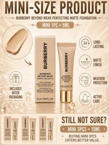 Burberry Bobbery Foundation C20 (Ukuran Penuh 30ml, Sampel 5ml), Pengontrol Minyak Tahan Lama 24 Jam, Perlindungan Matahari, Penutup Noda, Hasil Akhir Matte Alami, Pengontrol Minyak, Cocok untuk Kulit Berminyak dan Kombinasi - Abad ke-20 - View 6