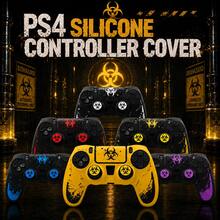Crimson Bio Hazard Contamination Warning Controller Skin Cover For Playstation 4 Controller, RALAN 1 Controller Protector Case+2 Customised Thumb Grips Caps+Customised Stickers - View 3