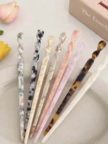 1PC Korean-Style Acetate Hair Stick, Minimalist Vintage Updo Hairpin, Versatile Daily Hair Accessory, Modern Simple Hair Stick For Women - Multicolor - View 1