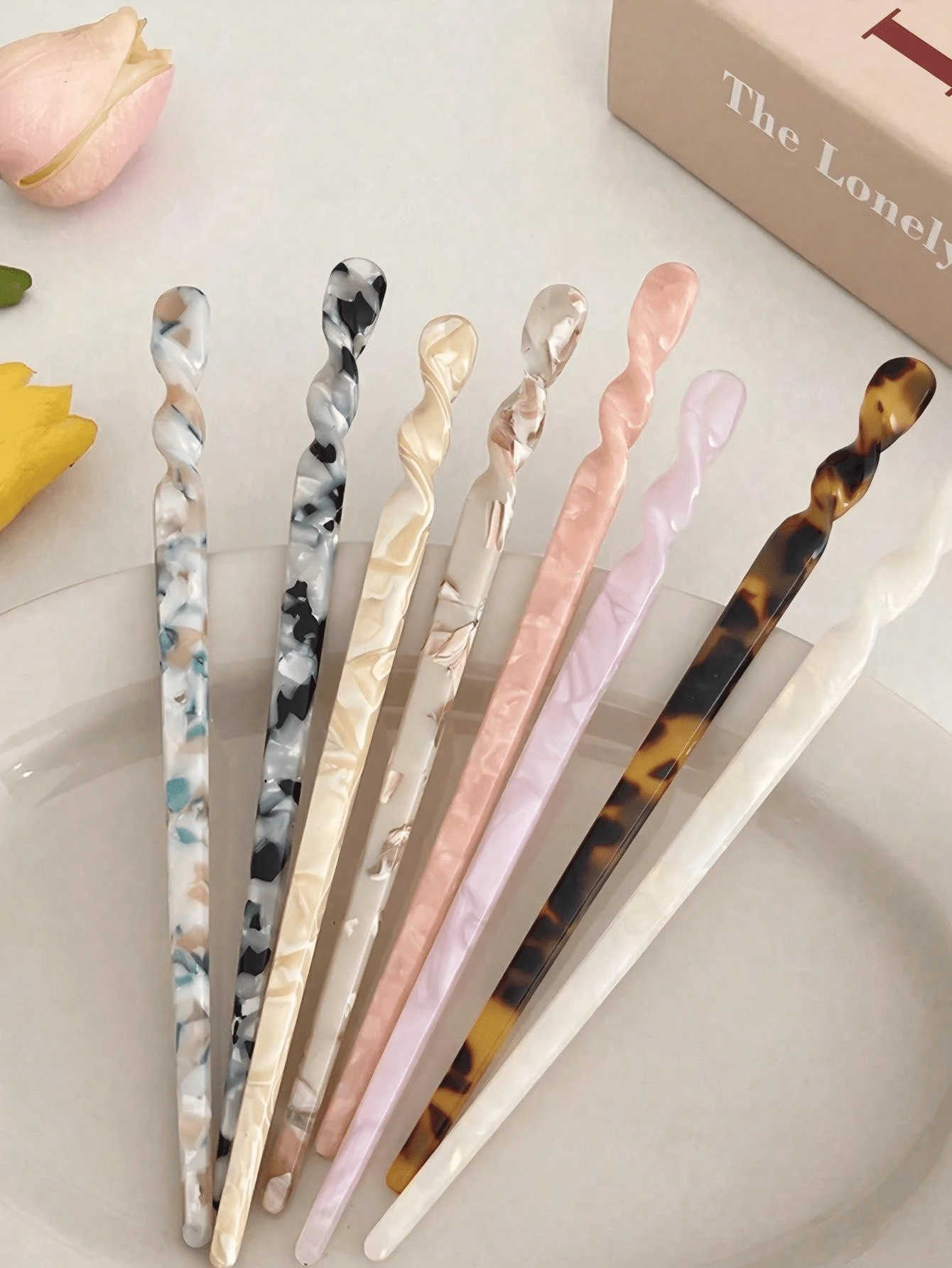 1PC Korean-Style Acetate Hair Stick, Minimalist Vintage Updo Hairpin, Versatile Daily Hair Accessory, Modern Simple Hair Stick For Women - Multicolor - View 1