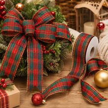 10 Yards Red And Green Plaid Ribbon With Luxurious Gold Edge Pattern, Suitable For Gift Wrapping, Holiday Celebrations, Making Bows, Wreaths And Other DIY Crafts - Gingham Ribbon - View 7