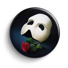 1pc Phantom Of The Opera Mask Red Rose Round Tin Badge, Classic Musical Theater Lapel Pin Brooch, Vintage Drama Accessory For Backpack Clothe - A - View 2