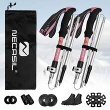2PCS Foldable Trekking Poles, Aluminum Alloy Hiking Walking Sticks With Metal External Lock, Lightweight Adjustable Trail Poles For Camping Backpacking Outdoor Travel - Multicolor - View 6