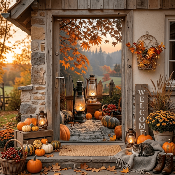2D Door Banner, 2D Flat Party Banner, 1pc, Polyester Thanksgiving Theme Door Frame Banner, Autumn Harvest Decoration, Suitable For Party And Background Hanging, No Power Required