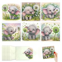 6pcs Diamond Painting Greeting Card Kit, Cake, Bird, Drift Bottle, Elephant Theme, Paper Material With Round Crystal Rhinestone Embellishments, Suitable For Christmas Eve Gift Card, Birthday Gift - 6Pcs - View 14