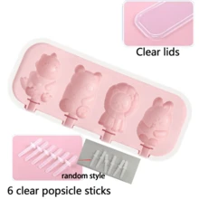 1 pieza Molde de silicona para pudín/helado con formas de dibujos animados (animales, frutas) Fabricante de helado para el hogar, ligero y fácil de usar, esencial para el verano - Multicolor - Ver 14