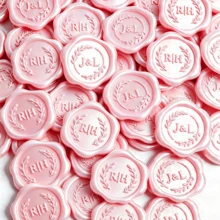 50pcs Flower Shaped Wax Seal Stickers, Customizable Logo Wax Seal Stickers, Handmade Wax Seal Stickers Suitable For Wedding Invitations, Self-Adhesive Envelope Wax Seal Stickers, Stickers For Laptop - Flower - View 4