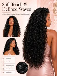Women's Long, Deep Curly Hair Clip Style Full Roll Wavy Wig Set Is Lightweight And Easy To Install, Suitable For Travel With No Glue Needed Wigs, And Easy To Wear As Halloween Accessories. The Hair At 9am Is Light, Soft, And Naturally Shiny - Natural & Black - View 5