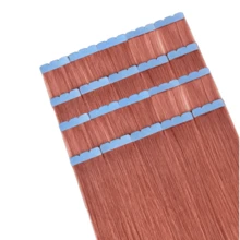 Kercsityn Hot Pink Mini Tape In Hair Extensions Human Hair Invisible Long Diy Hair Extensions Tape Ins Straight Pink Real Hair For Party - Multicolor - View 42