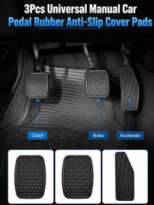 3pcs Universal Manual Transmission Pedal Rubber Covers, Non-Slip Dotted Texture Clutch, Brake And Accelerator Pedal Pads, Soft Rubber Replacement Pedal Covers, Suitable For Most Manual Transmission Vehicle Interior Accessories - A - View 6
