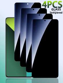 4pcs Privacy Screen Protector Compatible With Xiaomi And Phones, Dual-Layer Anti-Shatter Anti-Peeping Tempered Glass Film, [Anti-Impact - Privacy Protection] - Black - View 67