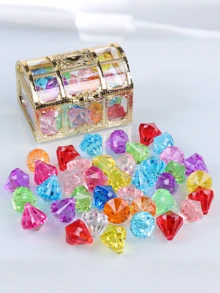 50pcs Transparent Shiny Acrylic Gems And Pirate Treasure Chest, Suitable For Holiday Treasure Hunt Activities, Can Be Hidden In Grass, Beach Or Pool, Perfect For Pool Party And Birthday Gift, Applicable To Various Scenes, Enhancing Joyful Atmosphere - A - View 2