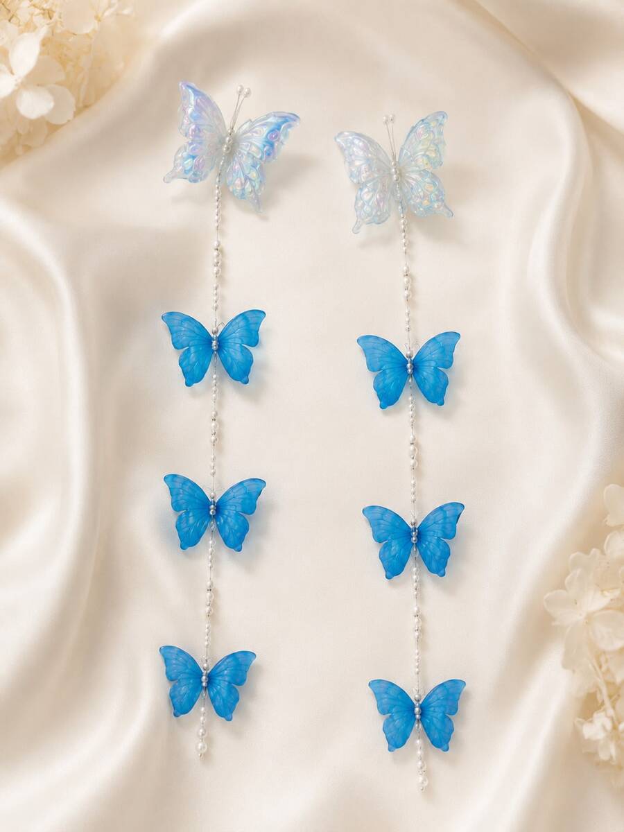2pcs Fairy Butterfly Pearl Hair Clips, Daily Matching Dopamine Hair Accessories - View 1
