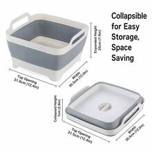 Collapsible Basket, Kitchen Sink, Collapsible Square Vegetable Washing Basin, Adjustable Drainage Basket, Portable Fruit And Vegetable Washing And Storage Box. Tool Storage Basket, Children's Toy Storage Basket - 1 - View 2