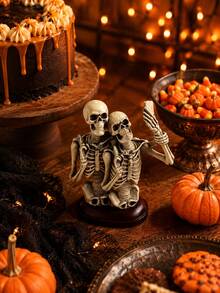 Spooky Skeleton Figurine Decor, Halloween Resin Tabletop Statue With Selfie Pose, Cute Gothic Couple Ornament For Fireplace Mantel, Bookshelf, Entryway Table, Halloween Party Centerpiece And Fall Home Decor - Multiple Styles - View 3