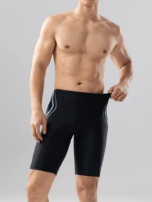 361degree 361° Men's Sports Competition Swim Trunks, Tech Line Colorblock, Fashionable And Eye-Catching, Adjustable Waist Drawstring, Suitable For Swimming, Surfing, Beach - Black - View 12