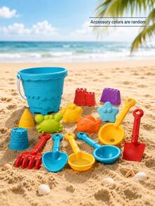 15pcs Outdoor Children's Beach Toy Set, Sandcastle Building Tool Kit, Suitable For Boys And Girls, Enjoy Summer Outdoor Fun, Accessory Colors Random - Multicolor - View 8