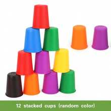 (Random Color) 50 Cards 12 Cups 1 Bell/50 Cards 6 Cups Game Set Educational Competition Stacking Cups, Desktop Game Stacking Tower Game Christmas Gift Interactive Toy - Multicolor - View 3