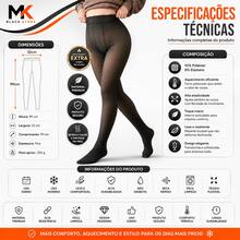 Calça Térmica Translúcida Aveludada Tamanho Único 32x99cm - Preta Inverno Quentinha - Preto - Visão 6