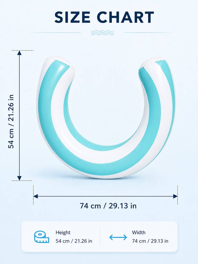 2 piezas/1 pieza Anillo inflable en forma de U a rayas, PVC reforzado impermeable y a prueba de fugas, inflado rápido y fácil de transportar, adecuado para juegos en la piscina, fiesta en la playa, parque acuático, esencial de ocio flotante de verano, equipo de natación unisex - multicolor - Añade 9
