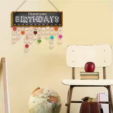 1 Set Wooden Birthday Reminder Calendar Board, Multi-Function Party Gift Set, Cute Back To School Classroom Decor, Birthday Tracking Board With Heart/Round Labels, Wall Hanging Birthday Calendar - Multicolor - View 3