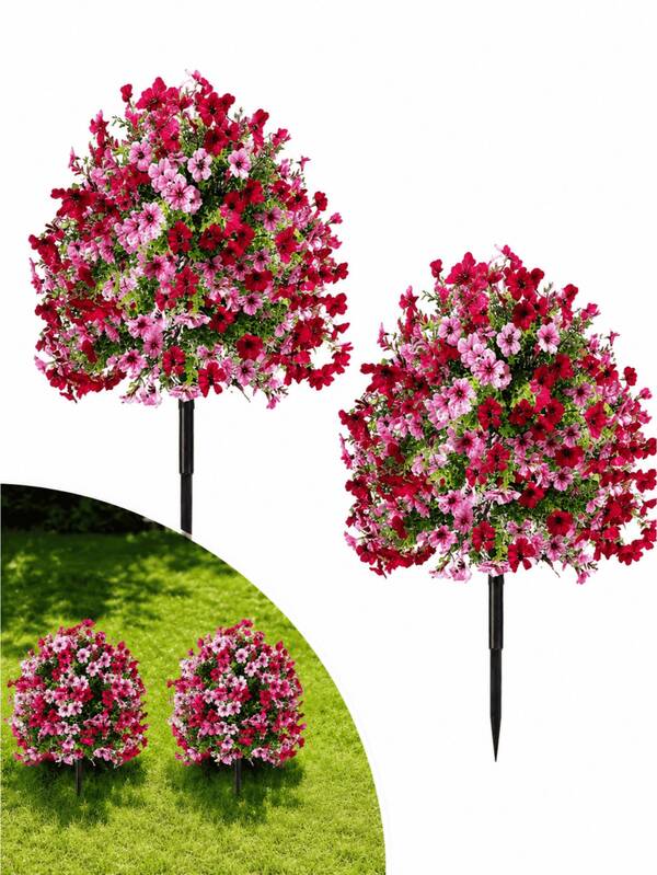 1pc Dual-Color Artificial Violet Flower Ground Stake Bouquet, Suitable For Garden Outdoor Decor, Home Decor, Living Room Decor, Room Decor, Home Ornament, Living Room Arrangement, Kitchen Wall Decor, Balcony Yard Garden, Teacher Gift, Realistic Faux Flower Arrangement, Suitable For Wedding Decor, Outdoor UV-Resistant Artificial Violet Plant, DIY Spring/Summer Home Party Floral Decor, Birthday Valentine's Day Graduation Decor Flower, Suitable For Halloween, Christmas, Autumn Decor