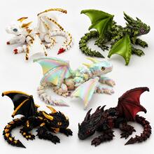 1pc New 3D Printed Double-Horned Dragon Toy, Flexible Multi-Joint Laser Gradient Color Figurine, Ideal Surprise Gift For Birthday, Christmas, Halloween, Easter And Gamers - Multicolor - View 7