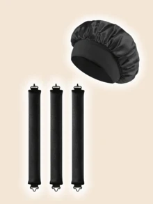1 Set Heatless Curling Set With Satin Sleep Cap, Heatless Foam Curlers For Overnight Natural Waves, Soft Foam Curling Rods, Damage-Free DIY Hairstyling Tool, 3 Colors Black/Coffee/Pink, Gentle Curling Kit For Women With Long Hair For Sleeping - One Size Fits All - View 11