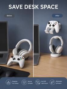 Universal Headphone Stand/Game Controller Stand, Multi-Function Self-Adhesive Plastic Wall Hook, Compatible With Switch And Game Controllers, Gaming Headphone Stand, Easy Install Self-Adhesive Desktop/Bedside/Sofa Mount - View 9
