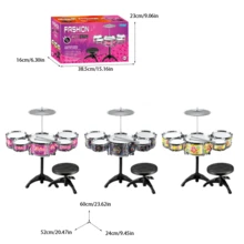 Musical Instrument, Suitable For Beginners And Drumming Enthusiasts, Drum Set Model, Percussion Instrument, Toy Drum Set, Musical Toy, Gift For Boys And Girls, Birthday Gift, Entertainment Instrument, Yellow, Black, Pink - Multicolor - View 11