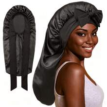1pc Women's Silk Sleep Cap, Satin Sleep Cap, Soft Elastic Band, Silk Sleep Cap, Satin Sleep Cap - Multicolor - View 2