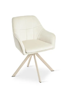 Goeurvant Modern Grid-Stitched Upholstered 360° Swivel Dining Chairs With Armrests And Removable Cushion For Dining Room, Living Room, Office - Set Of 2 / Set Of 4 / Set Of 6-Cream/Textured Fabric - /Chenille - View 8