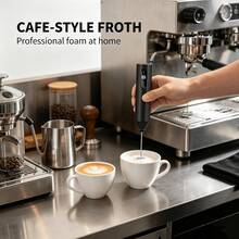 3-Speed Rechargeable Milk Frother, Dual Coil Whisk Coffee Frother Handheld - Portable Hand Frother Wand For Coffee Matcha Cappuccino & Hot Chocolate, Kitchen Gift Set - Black - View 3