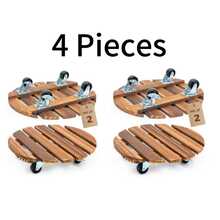 Solid Wood Mobile Flower Stand, Flower Pot Base Tray Rack, Outdoor Mobile Flower Rack, Rotating Casters, Suitable For Indoor, Patio Flower Pots, Potted Plants And Garden Decor - Multicolor - View 8